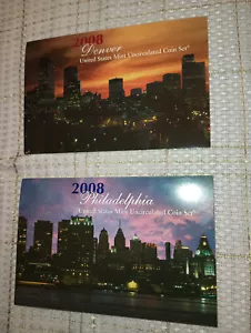 2008 Philadelphia & Denver US Mint Sets Uncirculated w/COAs~28 Coins Total - Picture 1 of 6