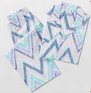 PB Teen Chevron Girl Flannel Pajama SET 2 Piece Medium Pottery Barn NEW - Picture 1 of 4