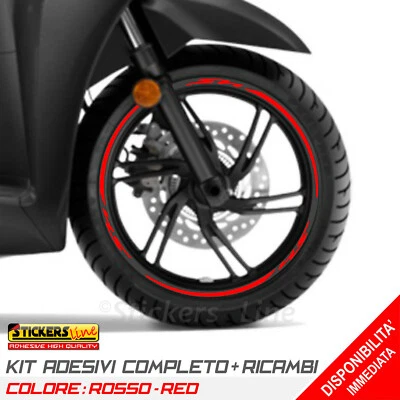 Adesivi Cerchi Honda SH 125 150 300 strisce adesive ruote colore ROSSO Rac. 2