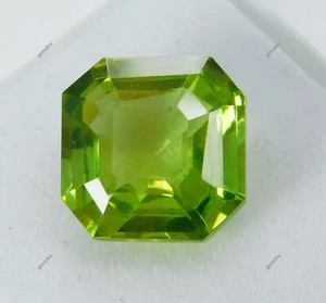 Hermosa piedra preciosa suelta natural corte cuadrado 9,20 quilates verde peridoto CERTIFICADA - Imagen 1 de 5