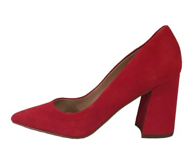 RTLS $120 CHARLES DAVID MUJER ROJO GAMUZA TACÓN TROZO BOMBA TALLA 7 Foto 1 de 4