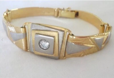 Brazalete de diamantes de eslabones geométricos de oro amarillo de 18 quilates - 23,1 gms. , 6,5 pulgadas Foto 1 de 4