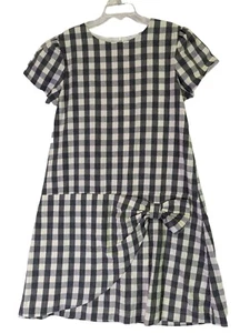 Bella Bliss Girls size 12 Dress Lined Wrap Look Black Gray Check Zip Classic Fun - Picture 1 of 11