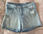 Sound Style New York Los Angeles Mid Rise Light Blue Distressed Jean Shorts 14