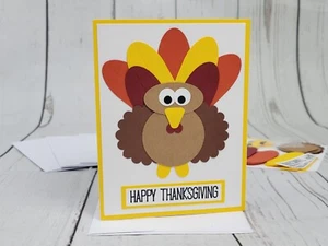 Glückwunschkarten-Set Happy Thanksgiving #24 [4 Stück, Handarbeit, süß Türkei] - Bild 1 von 6