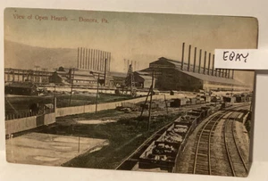 1912 DONORA PA. OFFENER HERD STAHLWERK FABRIK SCHIENENWAGEN AUS KOKS + SELTENE POSTKARTE - Bild 1 von 2