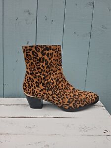 Radley Leopard Animal Print Heeled Ankle Boots Rosette Row UK 7