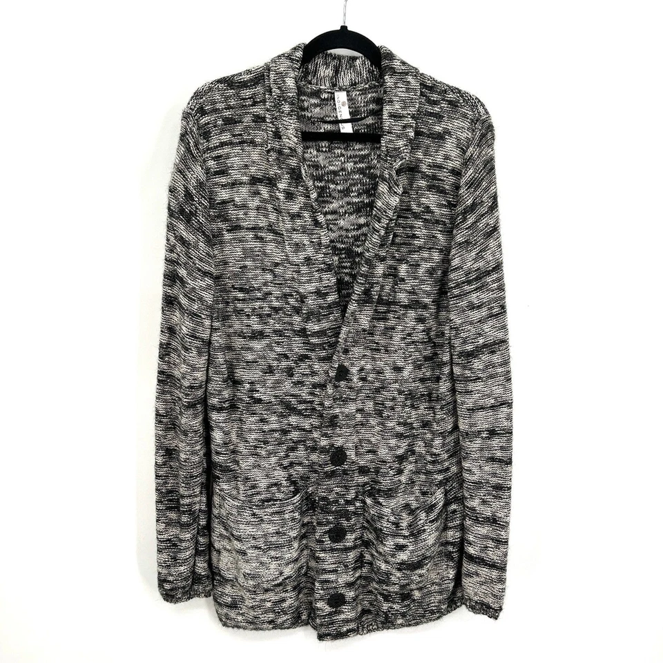 Cárdigan Suéter Mediano INDÍGENA Negro Blanco Tejido Algodón Orgánico Botón Alpaca Foto 1 de 4