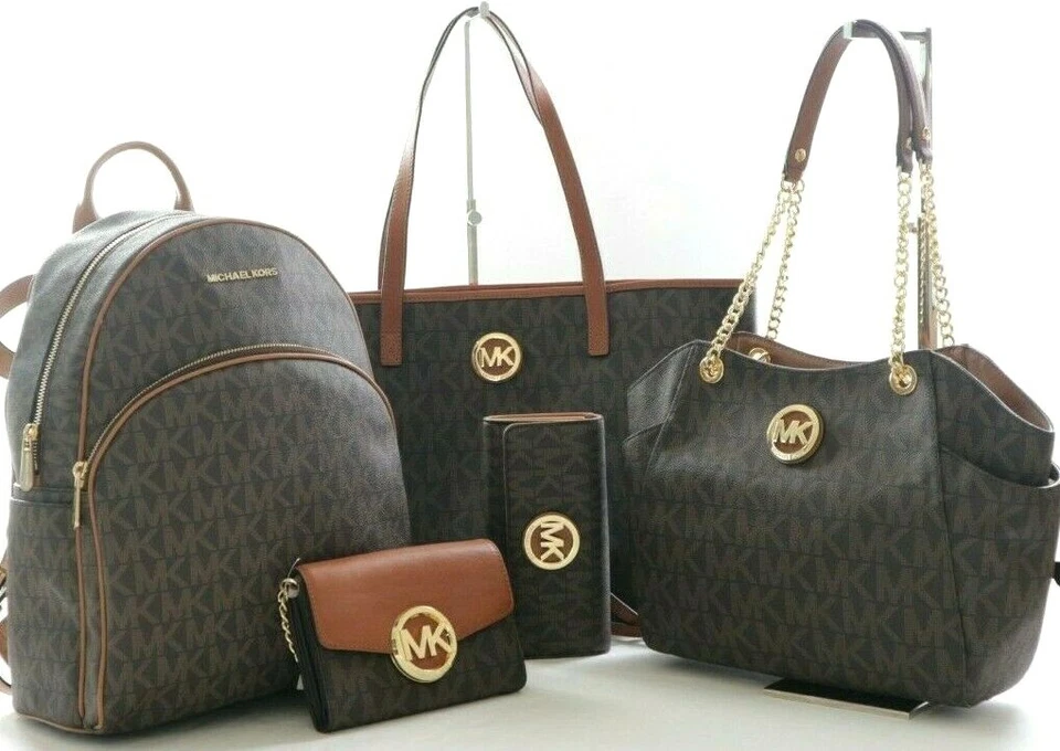 Michael Kors Signature PVC Abbey Large Backpack in Vanilla/acorn 35s7gayb3b