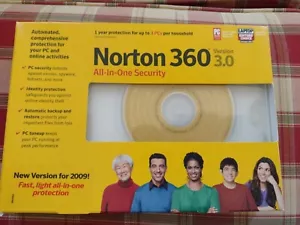 2009 Norton 360 Version 3.0 Protection 3 PCs Windows Vista Windows XP with Key - Picture 1 of 1