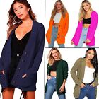 Women Ladies Long Sleeve Button Top Chunky Aran Cable Knitted Grandad Cardigan