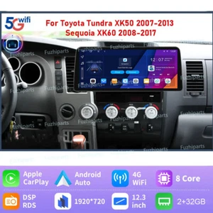 12.3" Android for For Toyota Tundra Sequoia Car Stereo Radio GPS NAVI Carplay - Picture 1 of 9