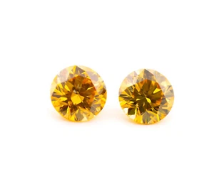 Orange Diamond - Pair Of 1.18ct Natural Loose Fancy Intense Orange Yellow GIA SI - Picture 1 of 8