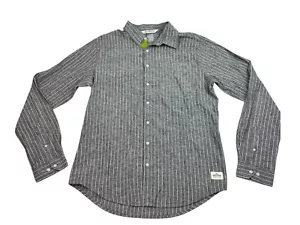 Kathmandu Mens Small Long Sleeve Button Up Shirt Grey Stripe Regular Fit Casual - Foto 1 di 7