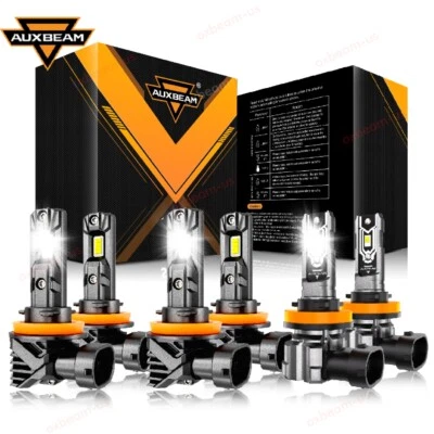 AUXBEAM Combo LED Headlight High+Low+Fog Bulbs 6500K For Toyota Tacoma 2016-2024 - Image 1 of 4