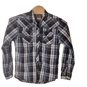 Camisa BKE Athletic Fit Perla a Presión Talla Grande Manga Larga Gris Blanco - Imagen 1 de 5