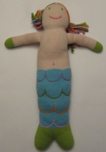 Blabla Plush Knit Mermaid Stuffed Doll Toy Pillow 19” Multicolored Hair Rainbow