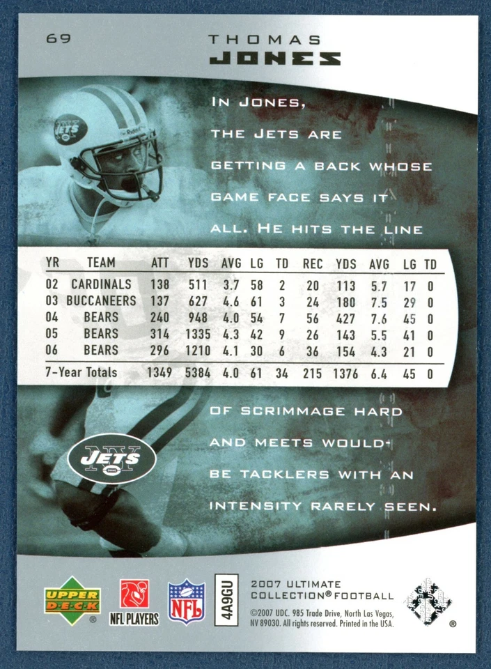 2007 Ultimate Collection Thomas Jones 82/400 #69 - Image 1 of 2