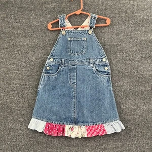 Vintage Gymboree Overall Dress Girls 4 Medium Skirtall Bandana Ruffle 2002 Y2K - Picture 1 of 8