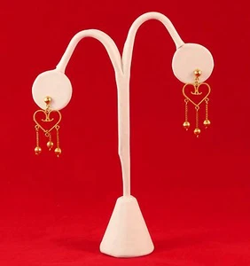 18KT Solid Yellow Gold Heart Dangle Earrrings Stamped 750 3 Grams in Solid Gold - Picture 1 of 2