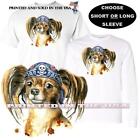 Papillon Puppy Dog Breed Bad Boy Biker Bandana Graphic Art T Shirt S-5X