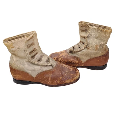 古董维多利亚儿童儿童皮革纽扣靴爱德华时代复古 2 色 — 第 1/4 张图片