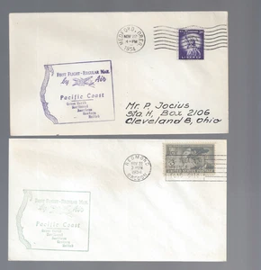 2 1954 Oregon First Flight-Regular Mail covers; Medford/Redmond to Seattle/SF - Picture 1 of 2