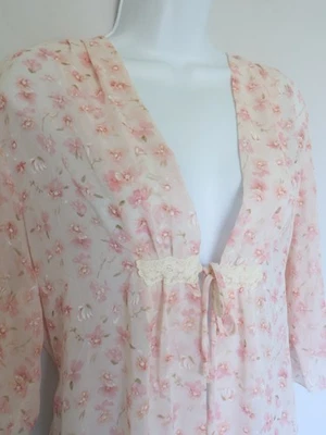 SECRET TREASURES Floral Transparente Cordas de Gravata Roupão Comprimento Cotovelo Manga Feminina M - Imagem 1 de 4