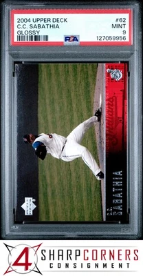 Cubierta superior brillante 2004 #62 C.C. SABATHIA HOF POP 1 PSA 9 Foto 1 de 2