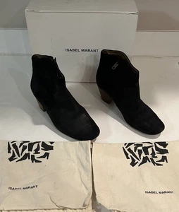 Isabel Marant Calf Leather Dicker Dacken Booties Ankle Black Sz. 38 Gently Worn - Picture 1 of 15