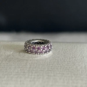 Authentic Pandora 🌟 Pink/fuschia Sparkle Pave Spacer Charm 🌟 925 ALE - Picture 1 of 5