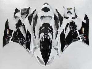 Kit de carenado de carrocería ZX6R 2009 2010 2011 2012 negro blanco ABS inyección - Imagen 1 de 6