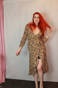 Miss Selfridge Petite Animal Print Wrap Midi Dress Size UK 6 - Picture 1 of 11
