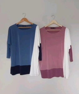 Nina Leneord  3/4 Sleeve Tunic  Top  X 2 Oversized Style Size Medium  NEW. - Picture 1 of 5