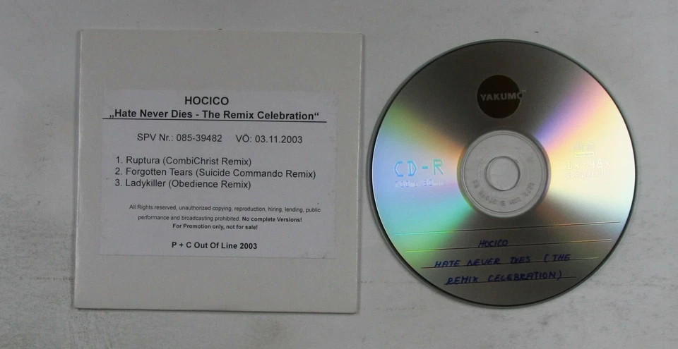 Hocico Hate Never Dies - The Remix Celebration Ger Adv 3-Track CDR 2003 Rare! - Bild 1 von 1