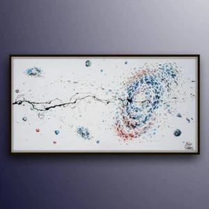 Galaxy 67" - original oil painting on canvas, cold tones by Koby Feldmos - Picture 1 of 5