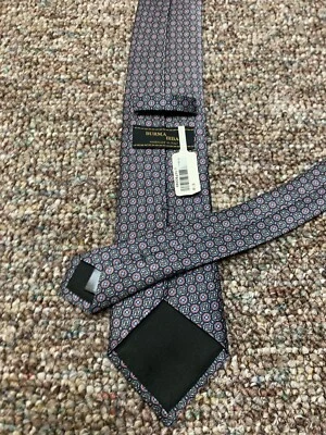 Birmania Bibas 100% Seda Diseñador Hombre Corbata Gris Geométrica Nueva con Etiquetas $95 Foto 1 de 4