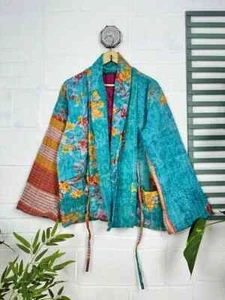 10 Teile indische handgefertigte Kantha Jacke, weiche Baumwolle Kantha Jacke, Bademantel Kimono - Bild 1 von 5