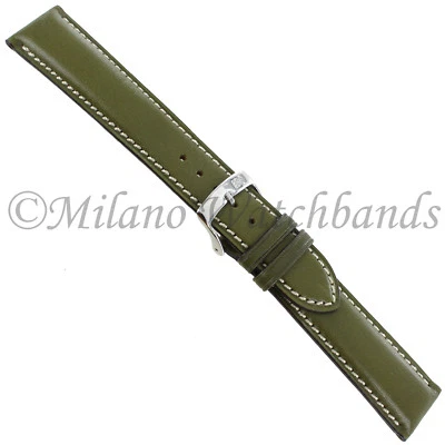 Correa de reloj para hombre 20 mm Milano Elite verde oliva cuero genuino cosido Foto 1 de 4
