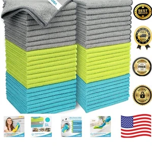 Lint-Free Microfiber Cleaning Cloths 50-Pack - Streak-Free Rags for Home & Car - Picture 1 of 9