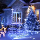 3+set+LED+Christmas+Spiral+Light+Kit+6Ft+4Ft+3Ft+Baterry+Yard+Decor+Cool+White