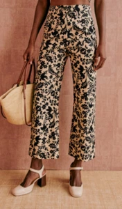 Sezane Martin Crop Nora Floral Cotton Linen Trousers Size 36 uk 8 Bnwt £125 - Picture 1 of 6