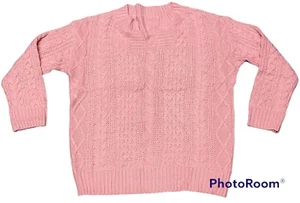 Pink Cable Knit Sweater Women’s XL (See Description) Unbranded Slit Collar Neck - Picture 1 of 5