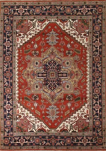Heriz Serapi Splendor Indian Hand-Knotted Area Rug for Home Décor 9x12 ft - Picture 1 of 21