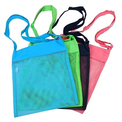 TGS GEMS Colorful Mesh Beach Bags 11.4 x 13.7inch Breathable Sea Shell Bags with Adjus...