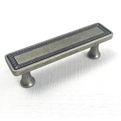 Juego de 4 manijas de nicke rectangulares rectangulares con cajón de tirador vintage Foto 1 de 4