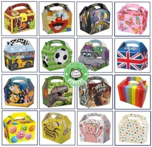 8 x Childrens Kids Themed Carry Food Meal Box Birthday Party Loot Bag Boxes - Picture 1 of 87