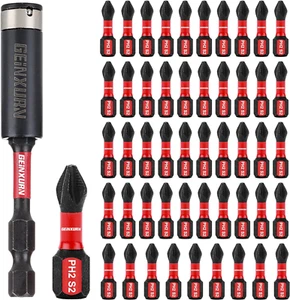 51Pack PH2 1 Inches Impact Tough Anti-Slip Screwdriver Bits, #2 Phillips 1/4 Inc - Picture 1 of 12