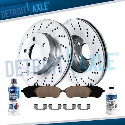 Rotores delanteros perforados pastillas de freno de cerámica para Mercedes-Benz C250 C300 SLK250 Foto 1 de 4