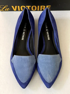 Zapatos sin cordones planos de gamuza azul marino Pour La Victoire Astrid talla 8,5 Foto 1 de 4